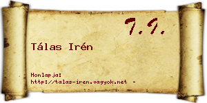 Tálas Irén névjegykártya